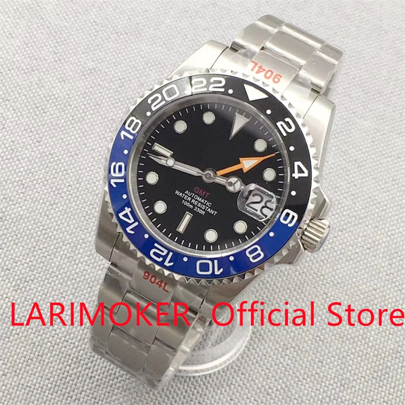 LARIMOKER 40mm NH34A(GMT) dg5833(gmtt) automatický muži hodinky  jubilejní náramek safír sklo