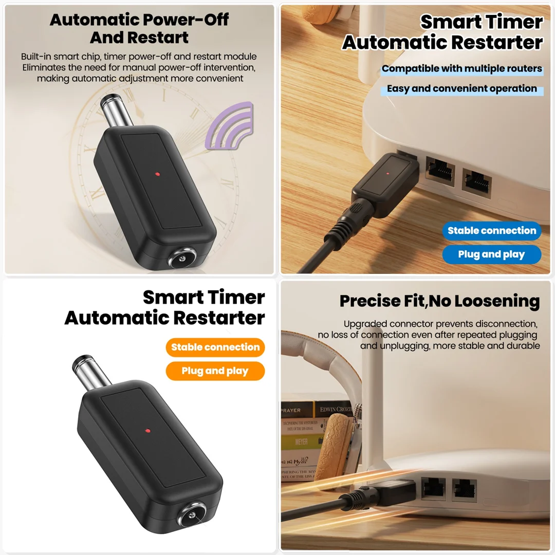 Automatic Router Reboot Tool 24H DC Power Off Reset Control Line Coffee Shop WiFi Network Refresh Daily