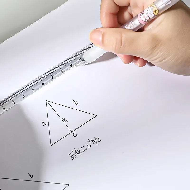 20cm Transparent Triangle Ruler Straight Ruler Drawing Measuring Drafting Tools Cute Stationery Office Student School Supplies