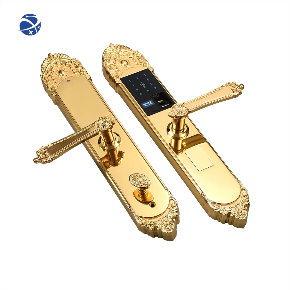 

YUNYI Taichen luxury retro style tuya smart copper villa door lock with fingerprint password card key electronic lock