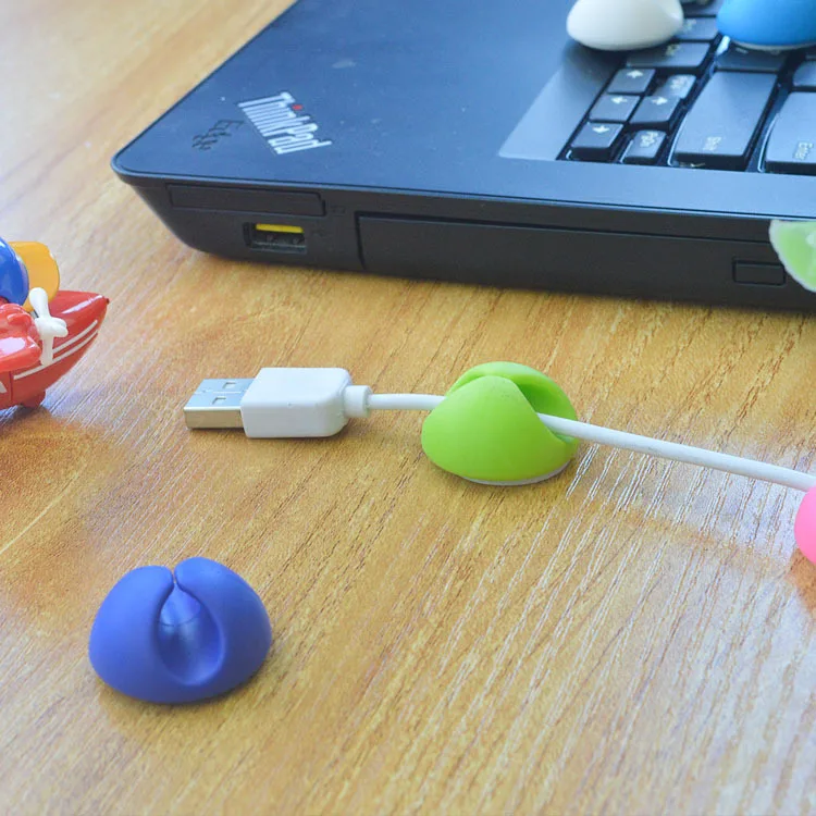 Silicone Multipurpose Cable Clamp Wire Clips Holder Organizer for PC Desktop Color Random