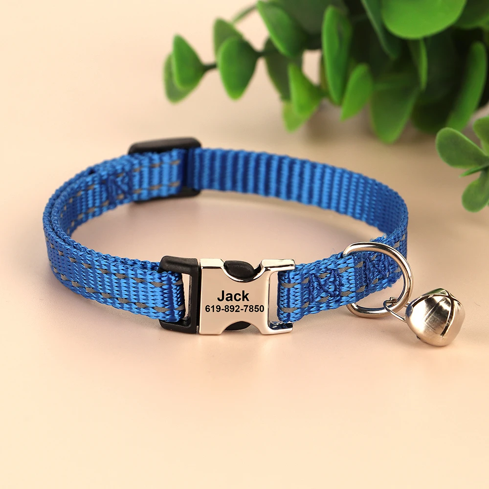 Personalisiertes Katzenhalsband, verstellbare Halsbänder für kleine Hunde und Kätzchen, kostenlose individuelle ID-Namenshalsbänder für Haustiere, Anti-Verlust-Halsbänder für Katzen – Detail 40