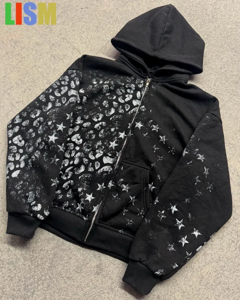 

LISM зимний женский наряд спортивный костюм Y2K с принтом женская толстовка с капюшоном повседневные брюки Harajuku хип-хоп панк стиль мужской и женский костюм