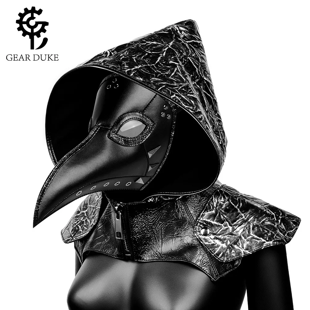 Halloween patchwork color contrast European and American plague crow doctor bird mask head set dance holiday party supplies