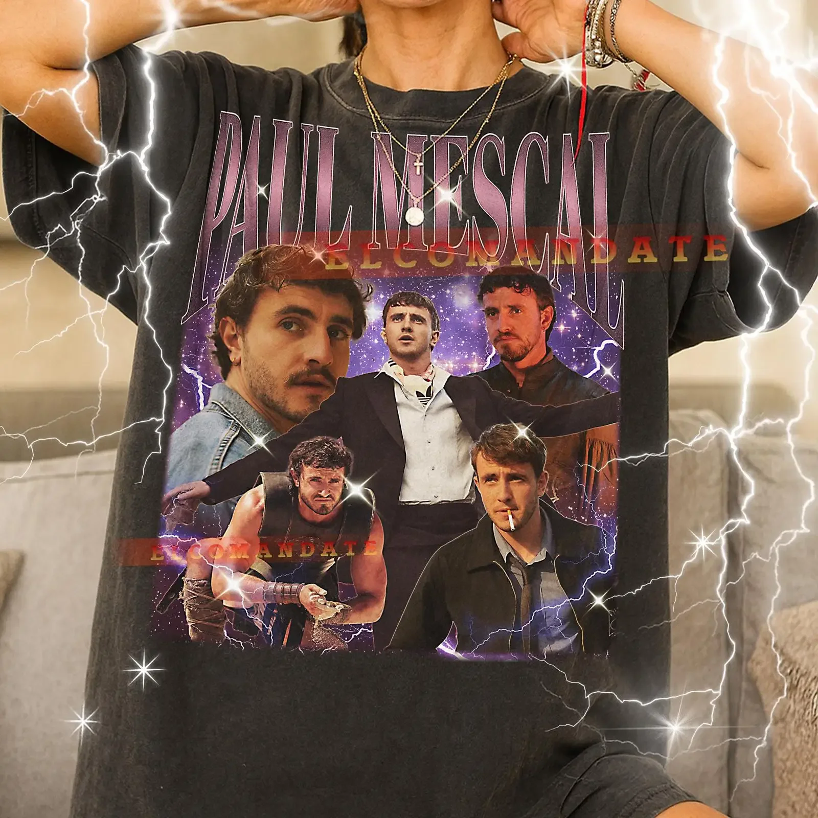 Camiseta Vintage Paul Mescal Estilo Bootleg Retro Años 90, Merchandising del Actor Normal People, Aftersun, para Fans de la Película, con Efecto Lavado Vintage