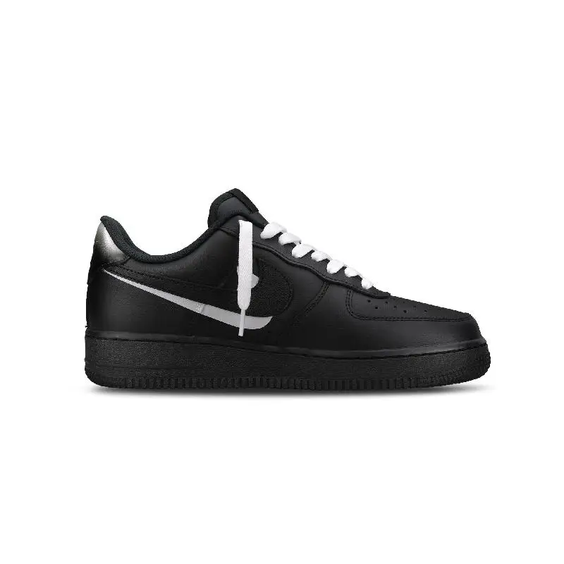 【Customize】Nike Air Force 1 Skateboarding Shoes Unisex Low-top Black/silver Sneakers shoes CW2288-001