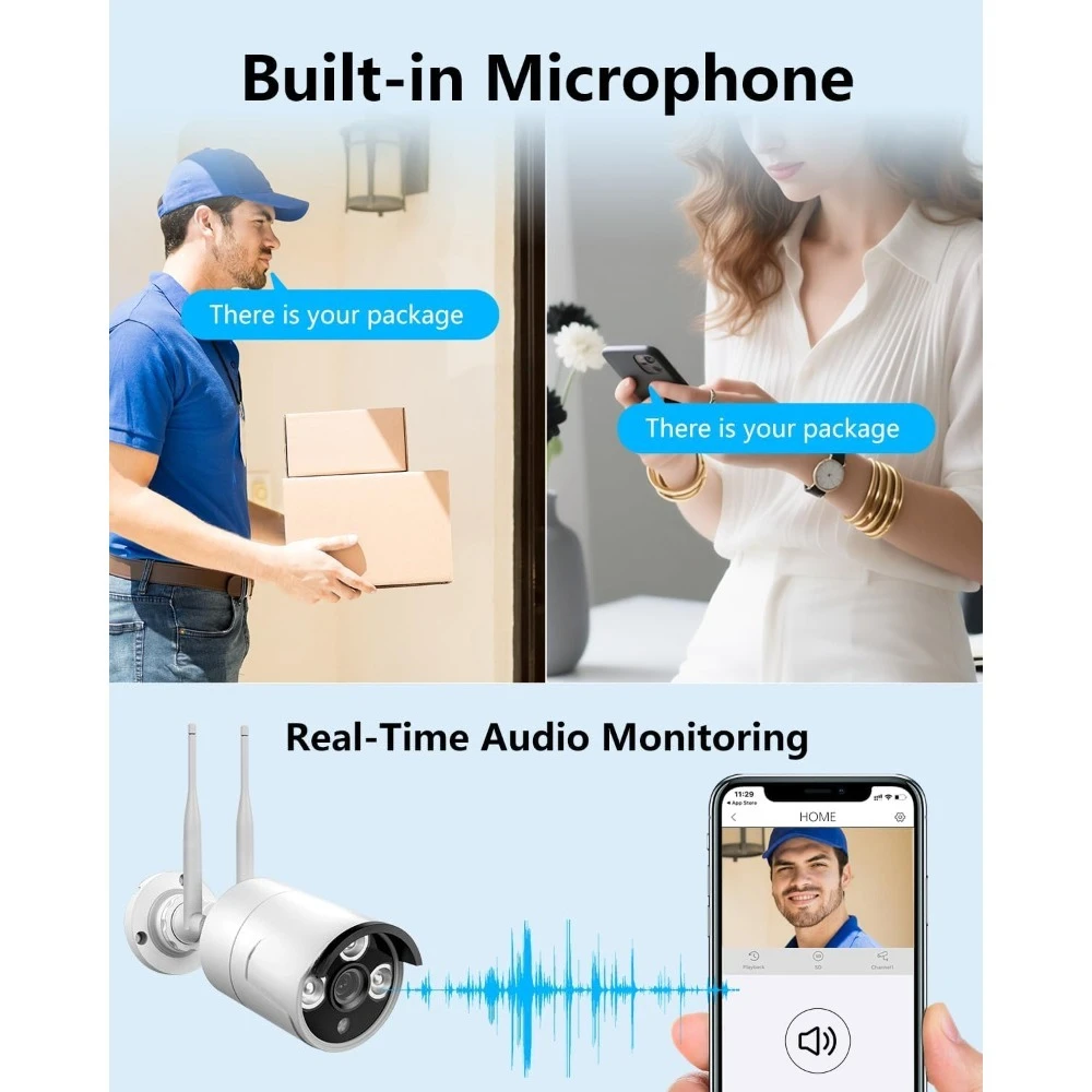 HD IPS مراقب هوائيات مزدوجة لواي فاي تعزيز AI الإنسان كشف 2K 3.0MP نظام كاميرا الأمن اللاسلكية في الهواء الطلق - رائجة البيع