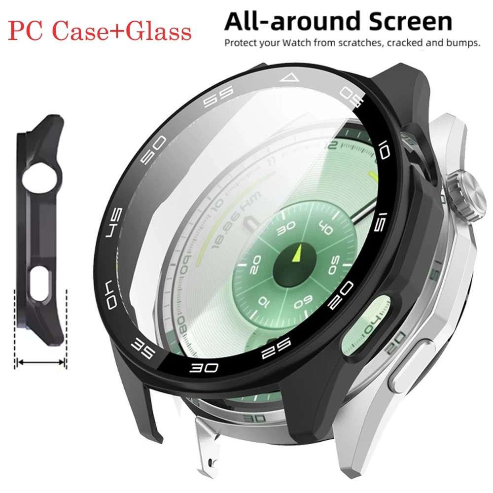 PC +Tempered Glass Case for Huawei Watch GT6 46mm Full Cover Screen Protector Bumper for Watch GT 6 46mm Protective Accessores