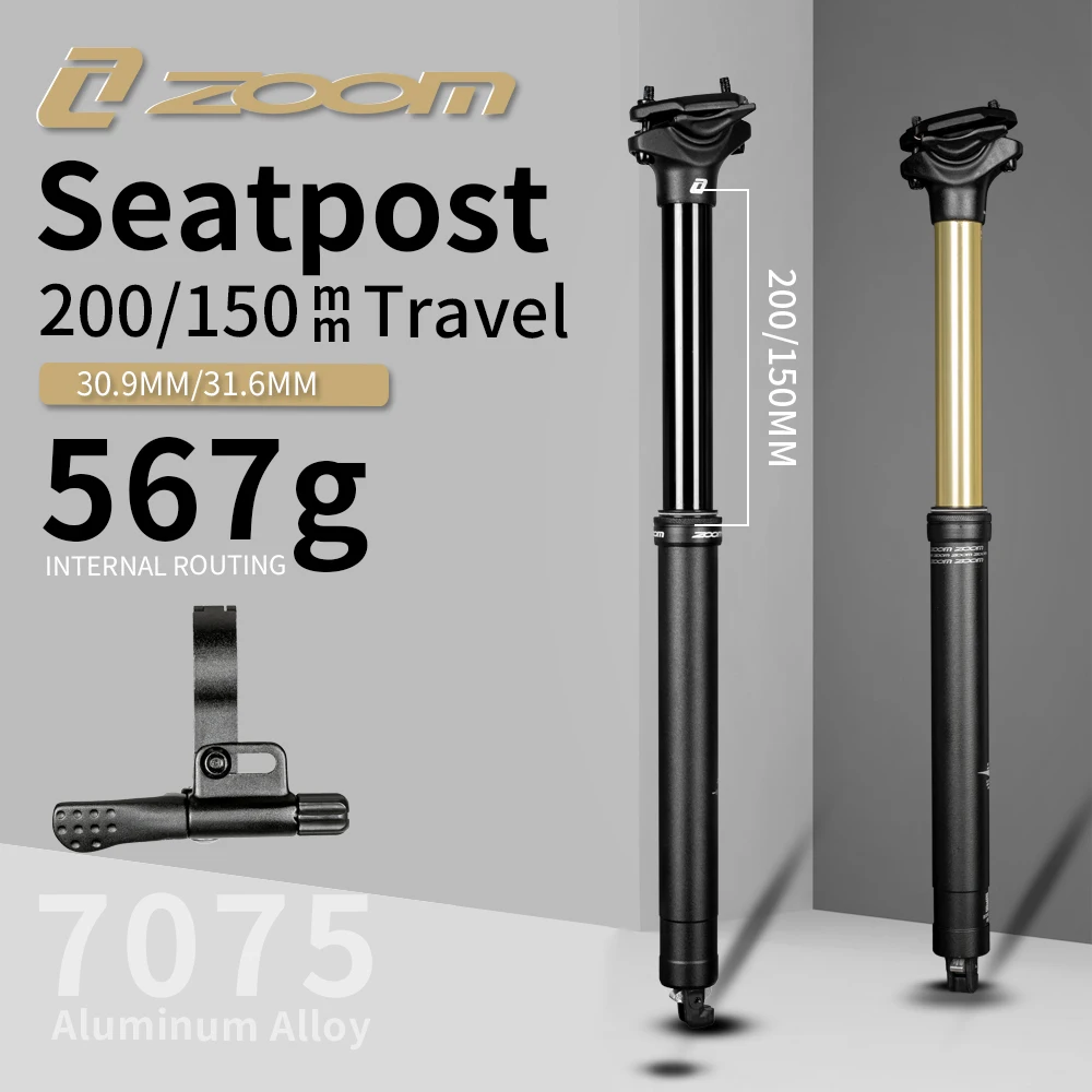 

New ZOOM Bicycle Dropper Seatpost 30.9/31.6MM Diameter 150/200MM Travel Aluminum Alloy For MTB Road Bicycle Winter Cycling