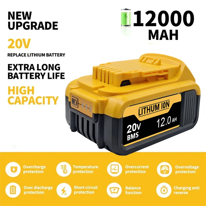 Originální 20V baterie 12Ah pro Dewalt DCB182 DCB200 DCB606 DCB205 DCF892 pro Dewalt Outillage elektrické nářadí Baterie a příslušenství - náhled 2