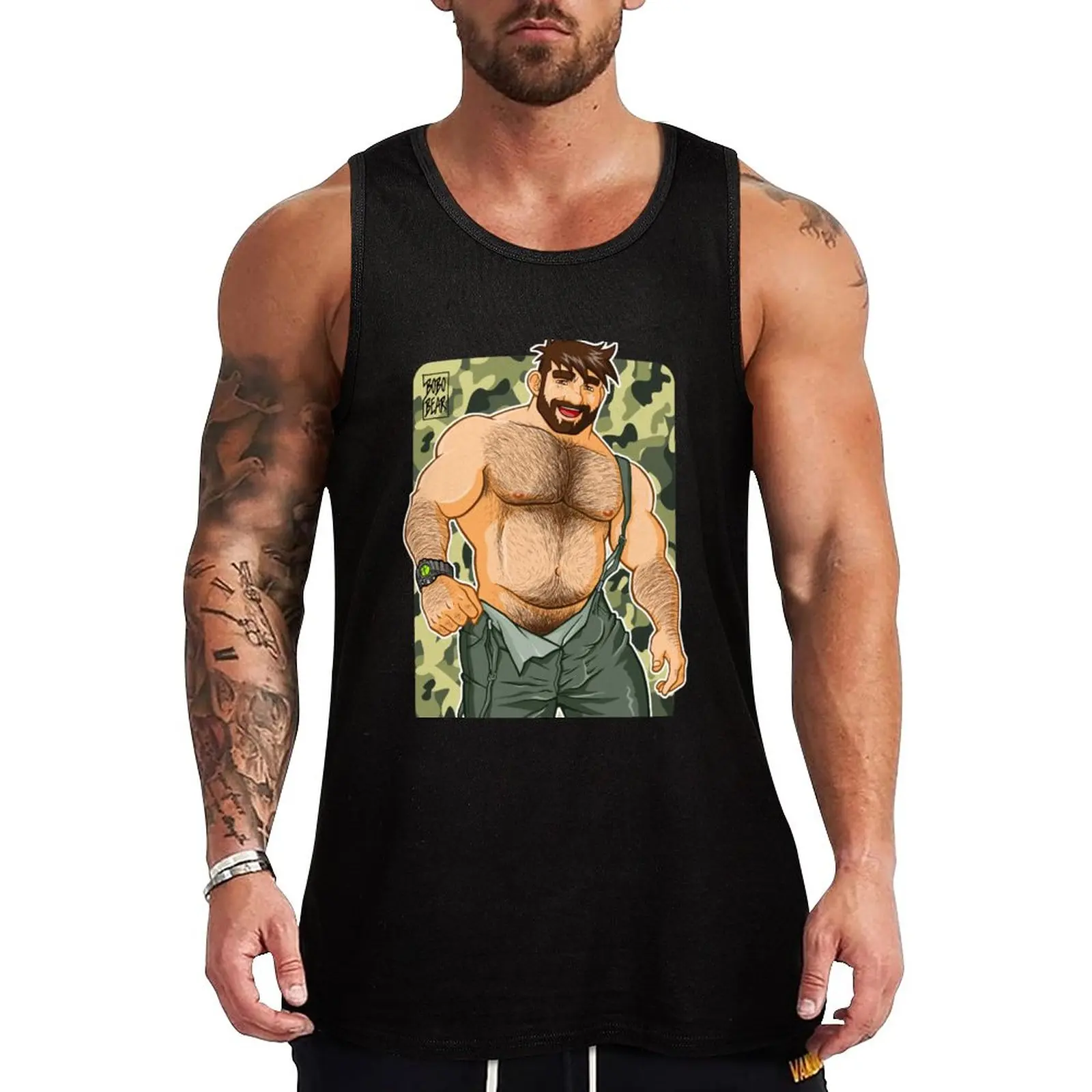 

New ADAM LIKES DUNGAREES - CAMOUFLAGE Tank Top T-shirt Men's gym Men's clothes