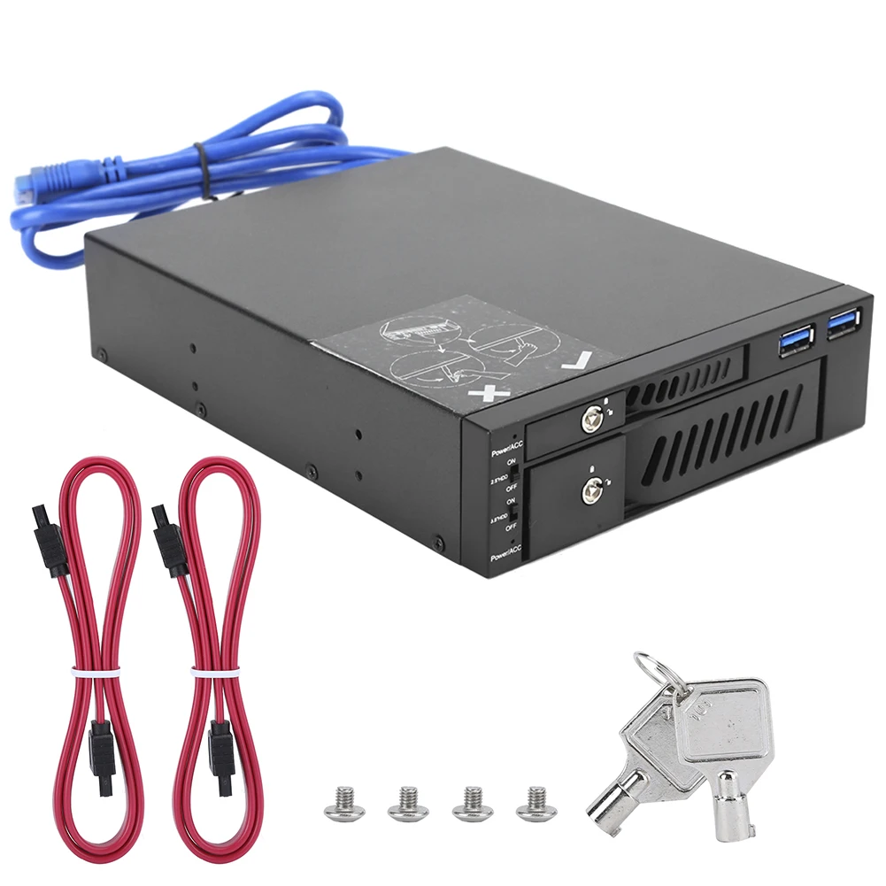 Hard Disk Mobile Rack Case Dual‑Disk Optical Drive Extraction Box 2.5/3.5 Bracket USB MR‑6203 (Not Inclube Hard Disk)