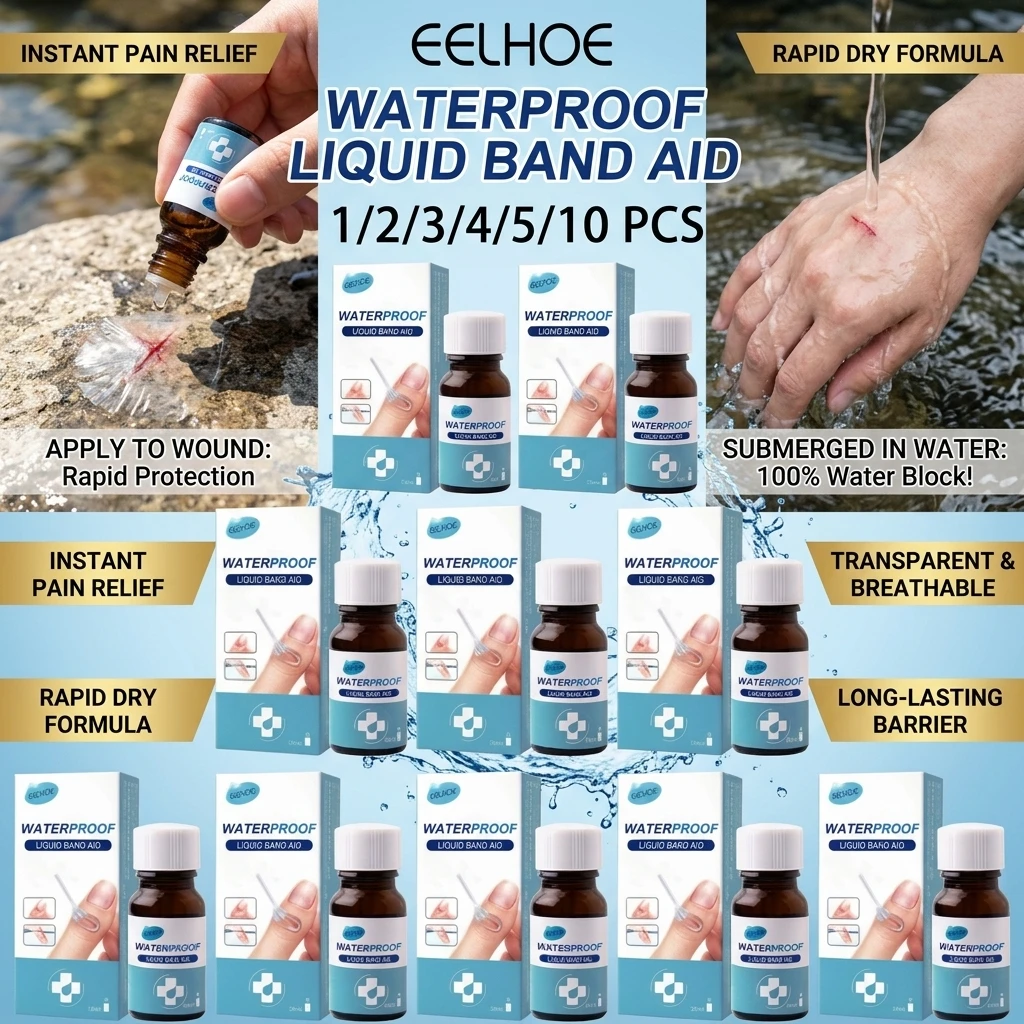 Liquid Woundplast 10ml Liquid Bandage Waterproof Transparent Portable Emergency Wound Cut Scratch Healing for Body Health Care