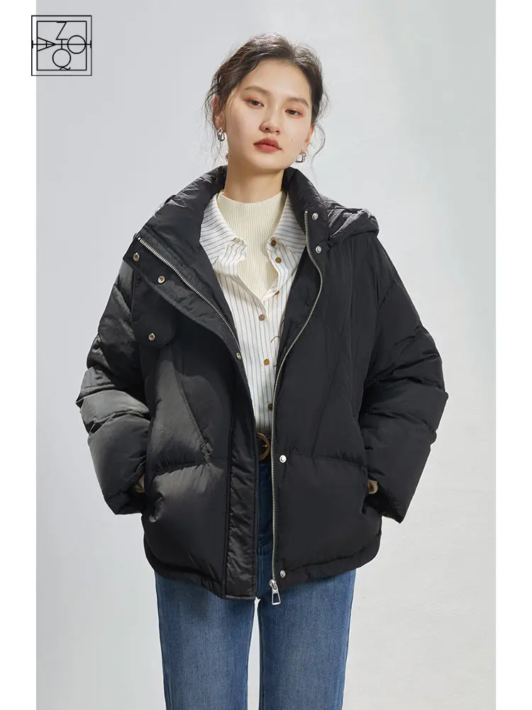 

ZIQIAO 105-120G Filling Capacity 90% White Duck Down Stand-up collar Short Down Jacket Women Winter 2022 Lightweight Warm Coats