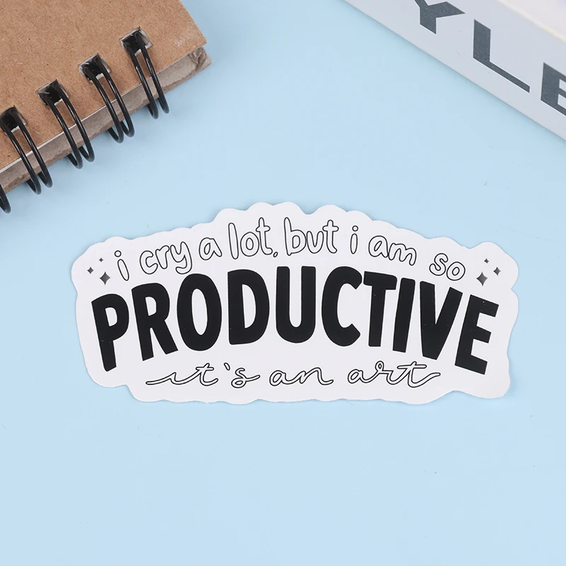 

I Cry A Lot But I Am So Productive Vinyl Bumper Sticker - Motivational Waterproof Decal For Laptops, Water Bottles, Cars, Planne