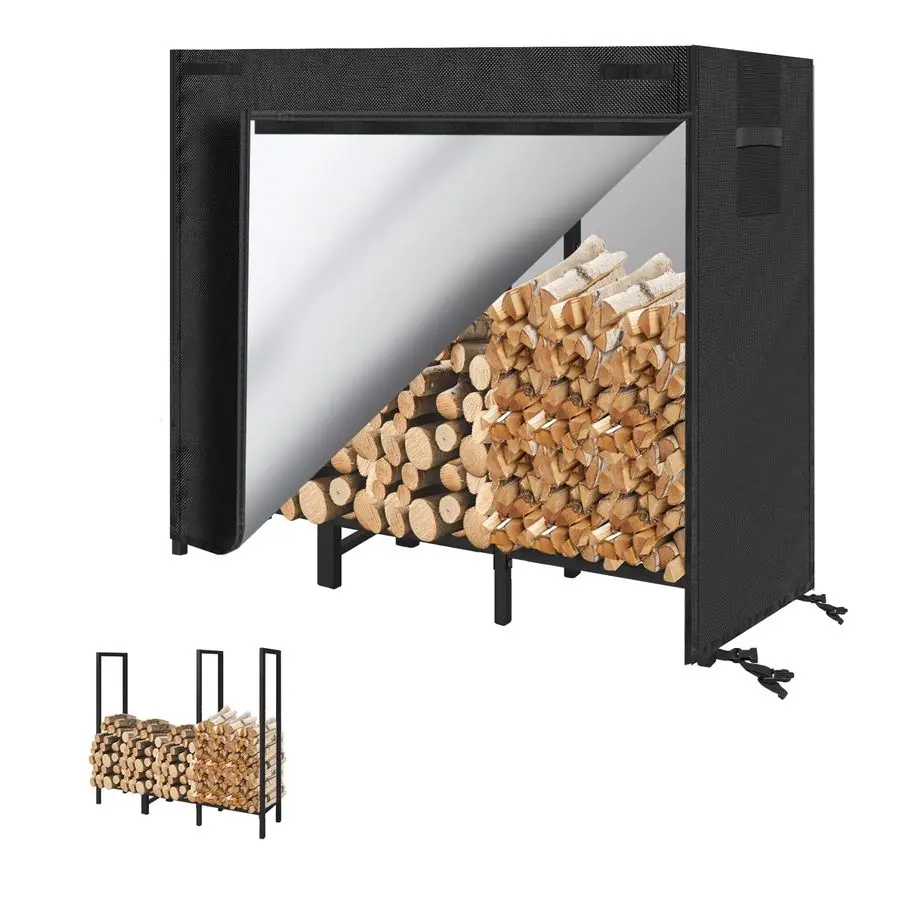 

4ft Firewood Rack Outdoor with Cover Fireplace Wood Storage Heavy Logs Stand Stacker Holder Strong Lumber Racks Outside for Cour