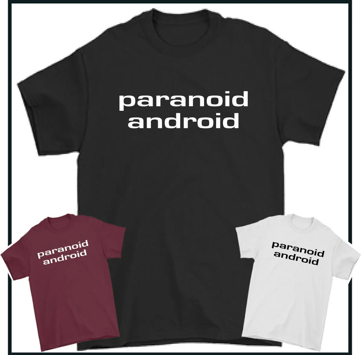 Paranoid Android T-Shirt Grunge Music Band Guitar Drums Lyrics Tee Top Radiohead