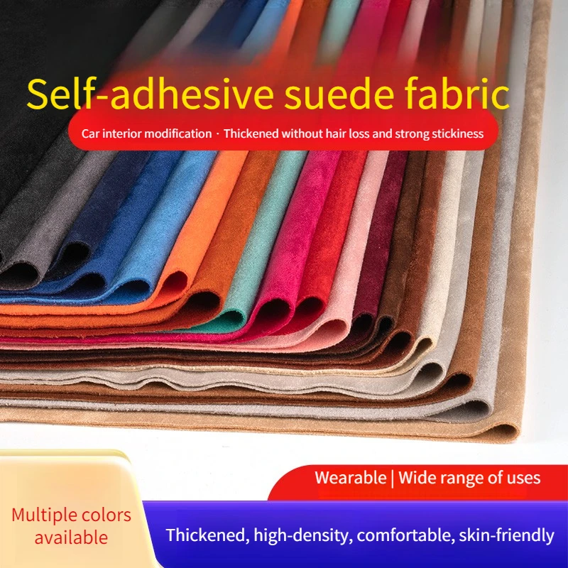 4 Sides Elastic Self-adhesive Suede Fabric By The Meter for Car Interior Modification Upholstery Counter Sewing Wearable Cloth