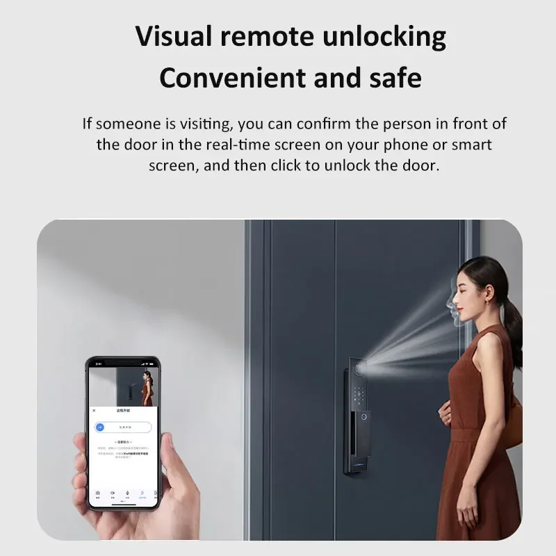 WiFi Tuya App Full Automatic Intelligent Door Lock with Handle 3D Face Recognition Fingerprint Password IC Card Key Unlocking