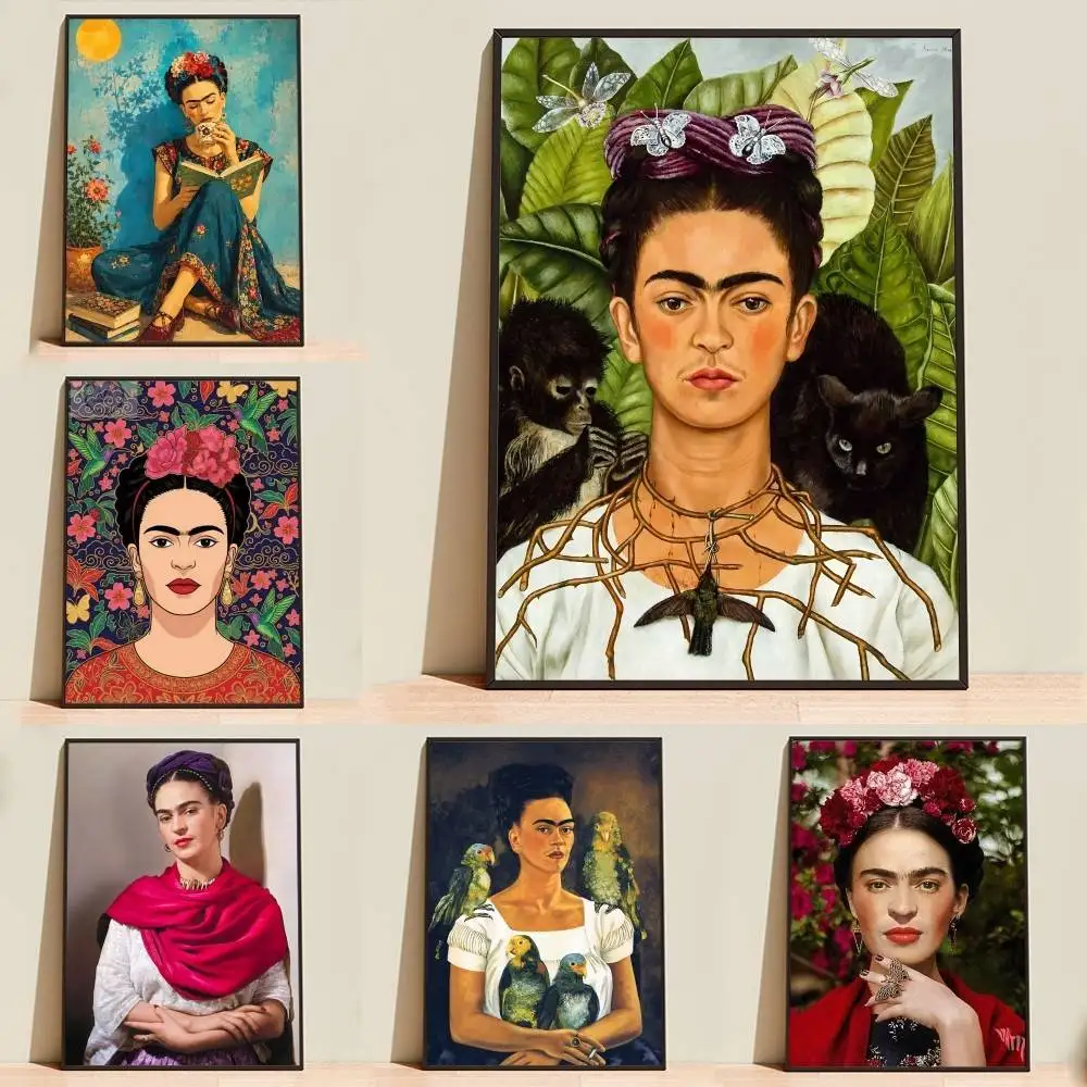 Mexican Art F-Frida Kahlo Poster Self-adhesive Waterproof Paper Sticker Coffee House Bar Room Wall Decor