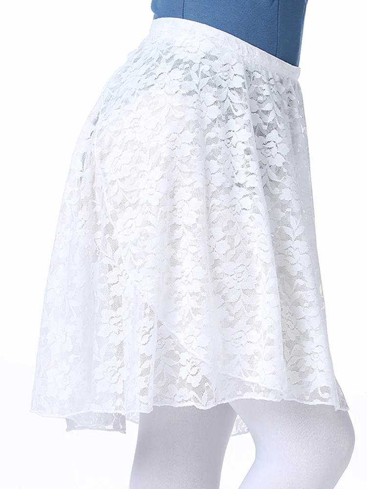 

Adult Chiffon Ballet Skirt Lace Female Tie One-Piece with Elastic Belt Front Short Back Long Lyric Dance Skirt for Women
