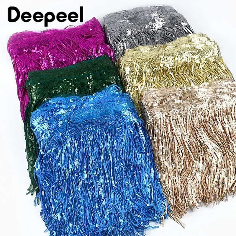 

1-5Yards 20cm Fringe Tassels Clothes Sewing Fringes Lace Ribbon Dress Thread Tassel Trim Decorative Sequined Trimming Accessory