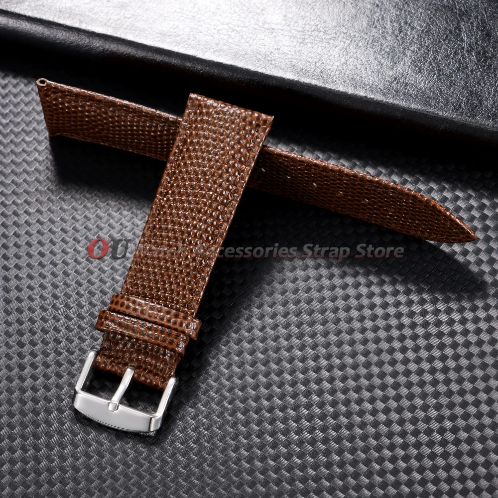 18mm 20mm 22mm Black Brown Lizard Pattern Leather Watch Band Cowhide Watch Strap for Men Women Bracelet 14mm 15mm 16mm 19mm 21mm