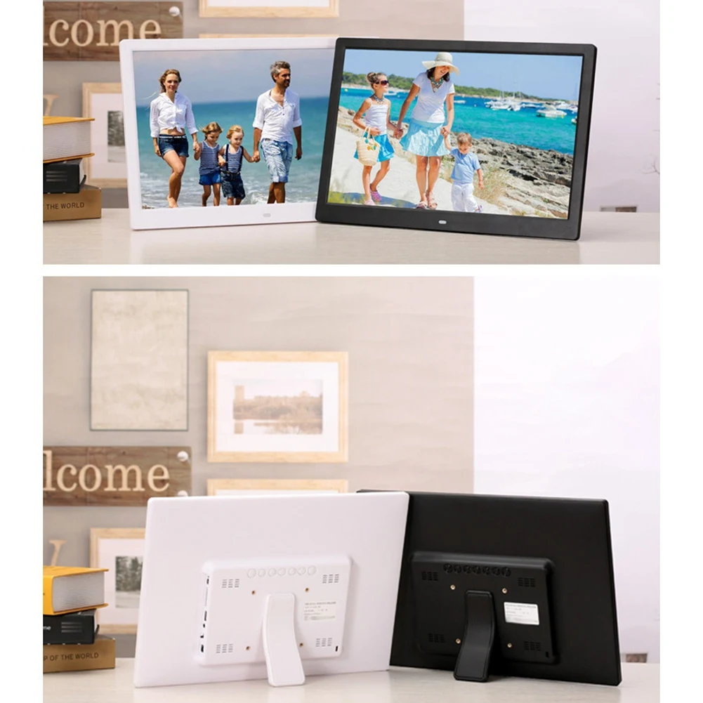 AA97 15.4 بوصة إطار الصورة الرقمية HD 1280X800 إطار الصورة الإلكترونية الموسيقى فيلم مشغل الفيديو وظيفة ، أسود ، الاتحاد الأوروبي التوصيل