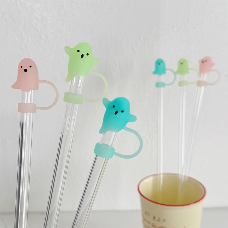 Silicone Ghost Dust Cap for Stanley Halloween Theme Dust-Proof Straw Protector Reusable Straw Cover Water Cup Tumbler Accessory - view 2