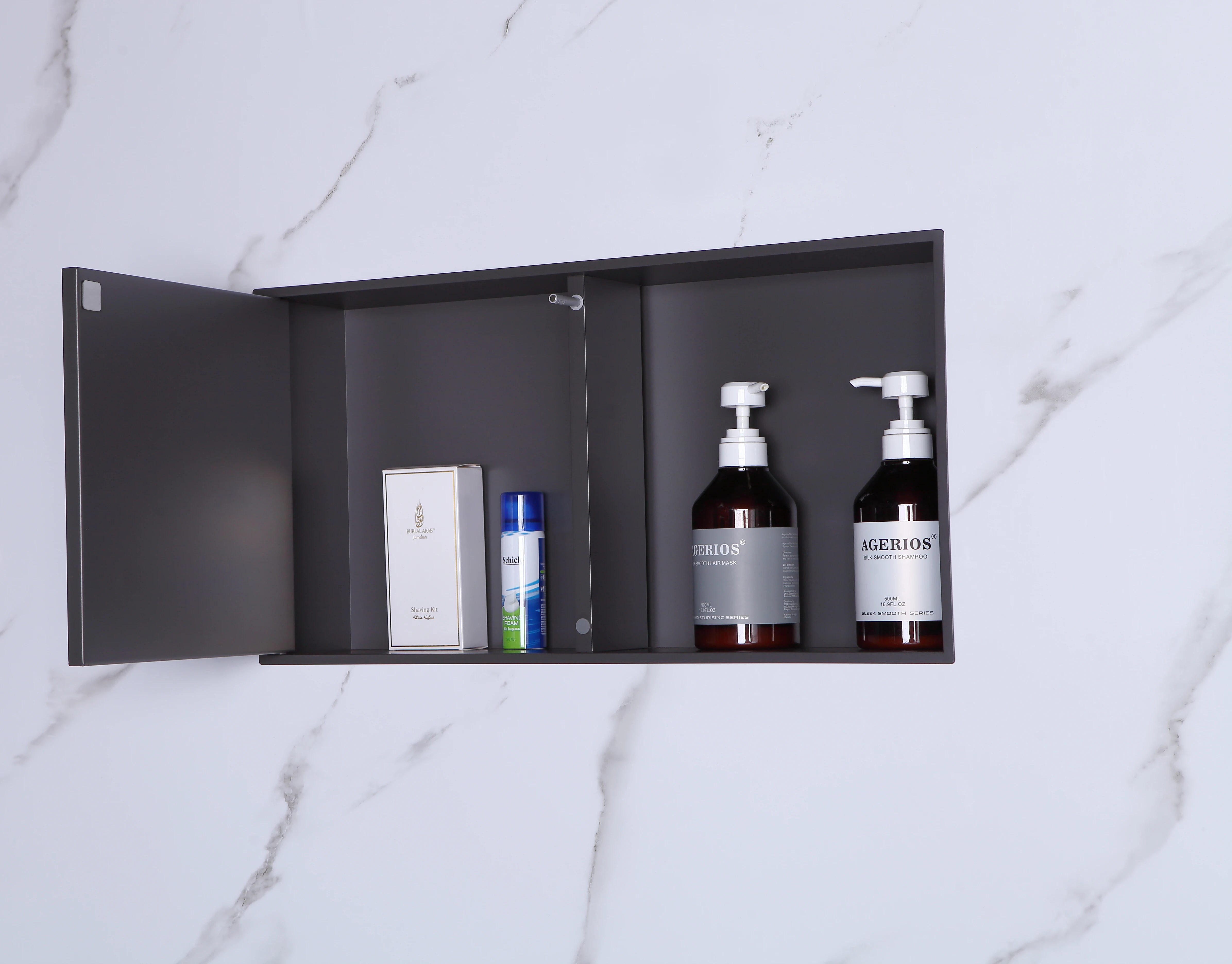 Modern Style SUS304 Steel Bathroom Locker Invisible Edge Niche Shelf Inlay Hidden Door Storage Thin Border Tile for Apartments