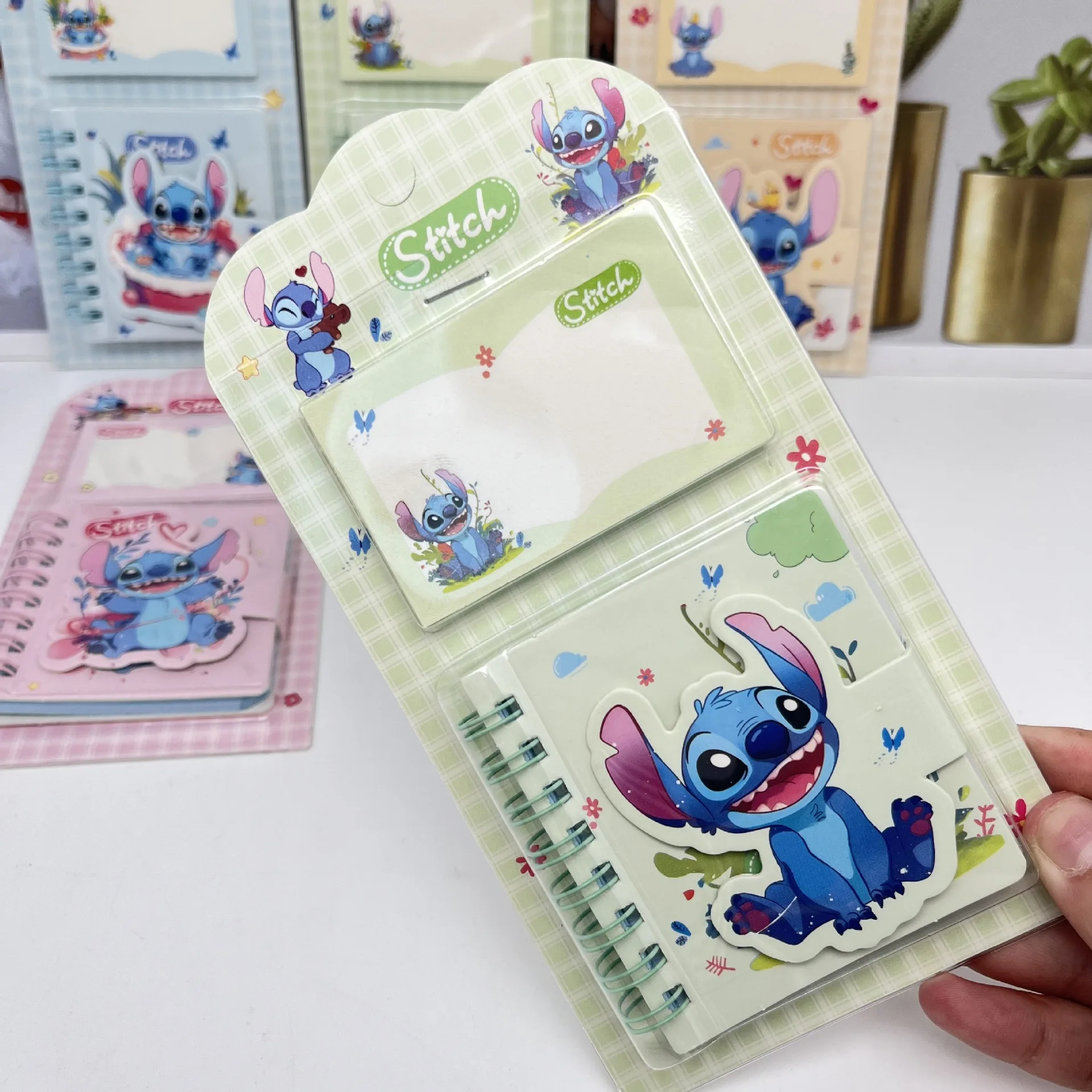 4/12pcs Disney Stitch Notebook Coil Notebook Combination Stationery Set Cute Student Portable Pocket Notebook Message Paper Gift