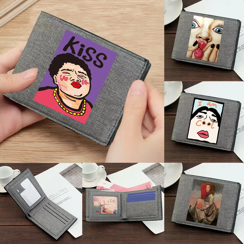 

Short Wallet ID Card Bank Card Funny Printing Series Multi-Function Storage Bag Foldable Durable High-quality Purse