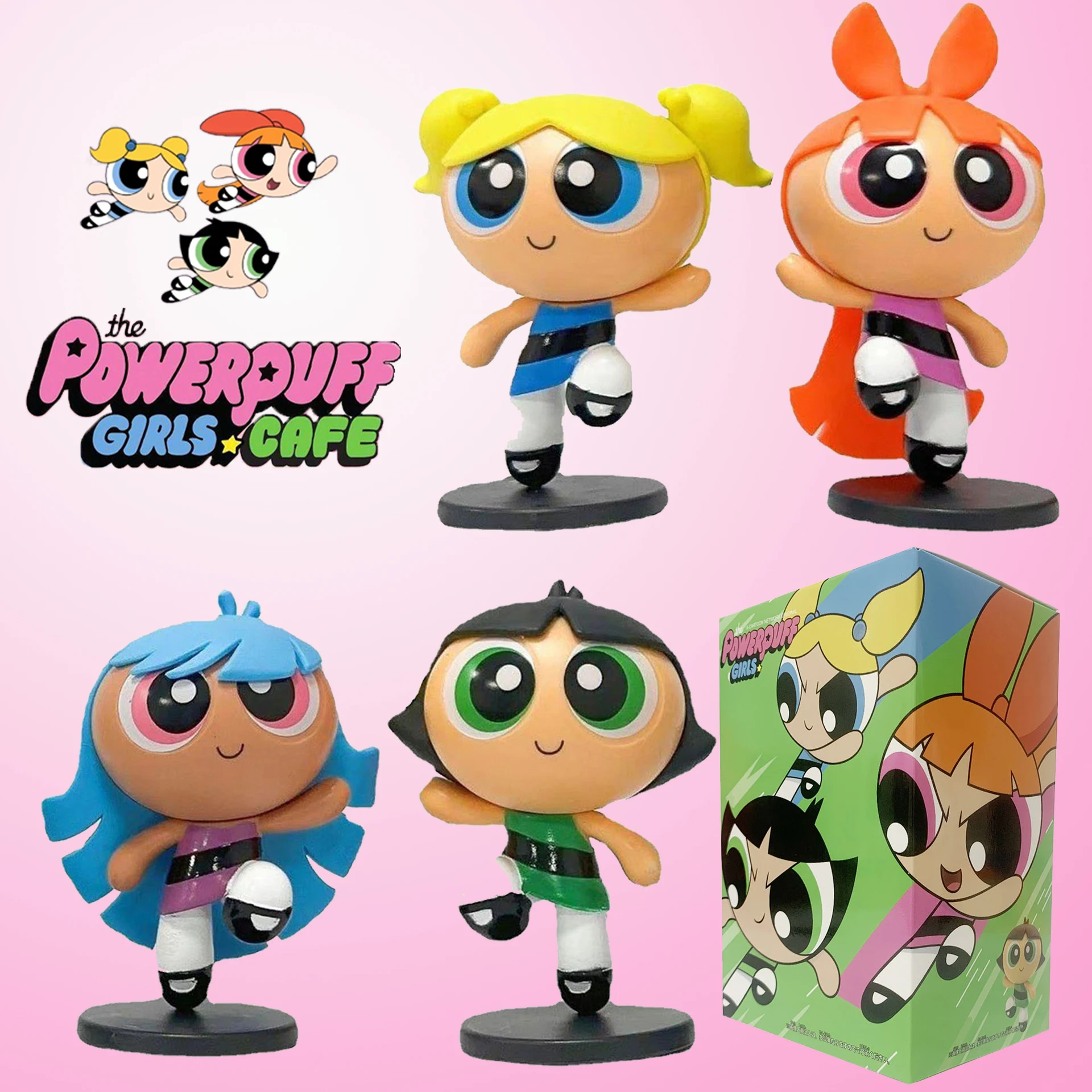 The Powerpuff Girls Action Figure Toy, Coleção Modelo Dos Desenhos Animados, Boneca De PVC, Presente, 4Pcs por Conjunto