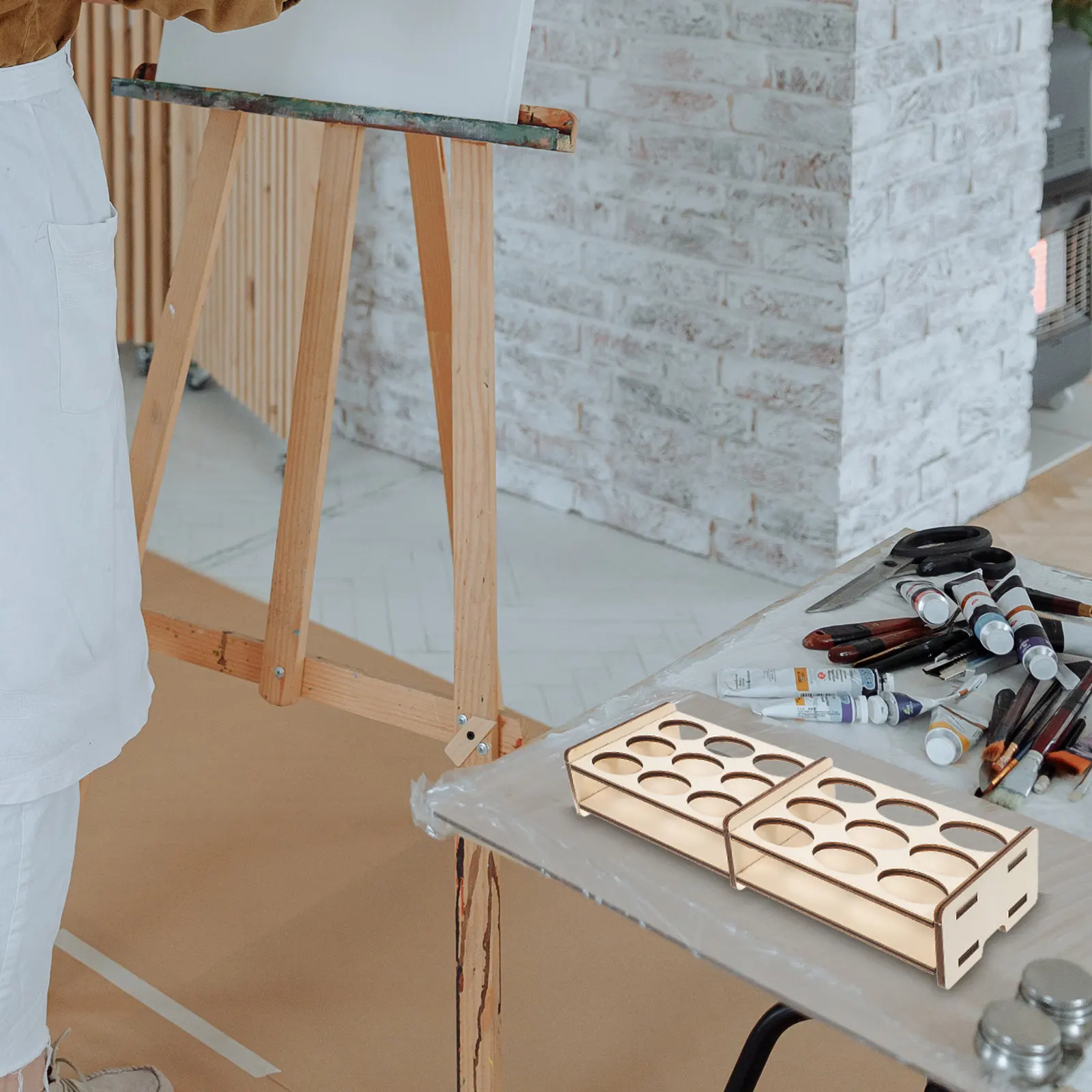 

Деревянная подставка для красок: прочный органайзер для акриловых красок и пигментов для дома и школы, держатель для чернил