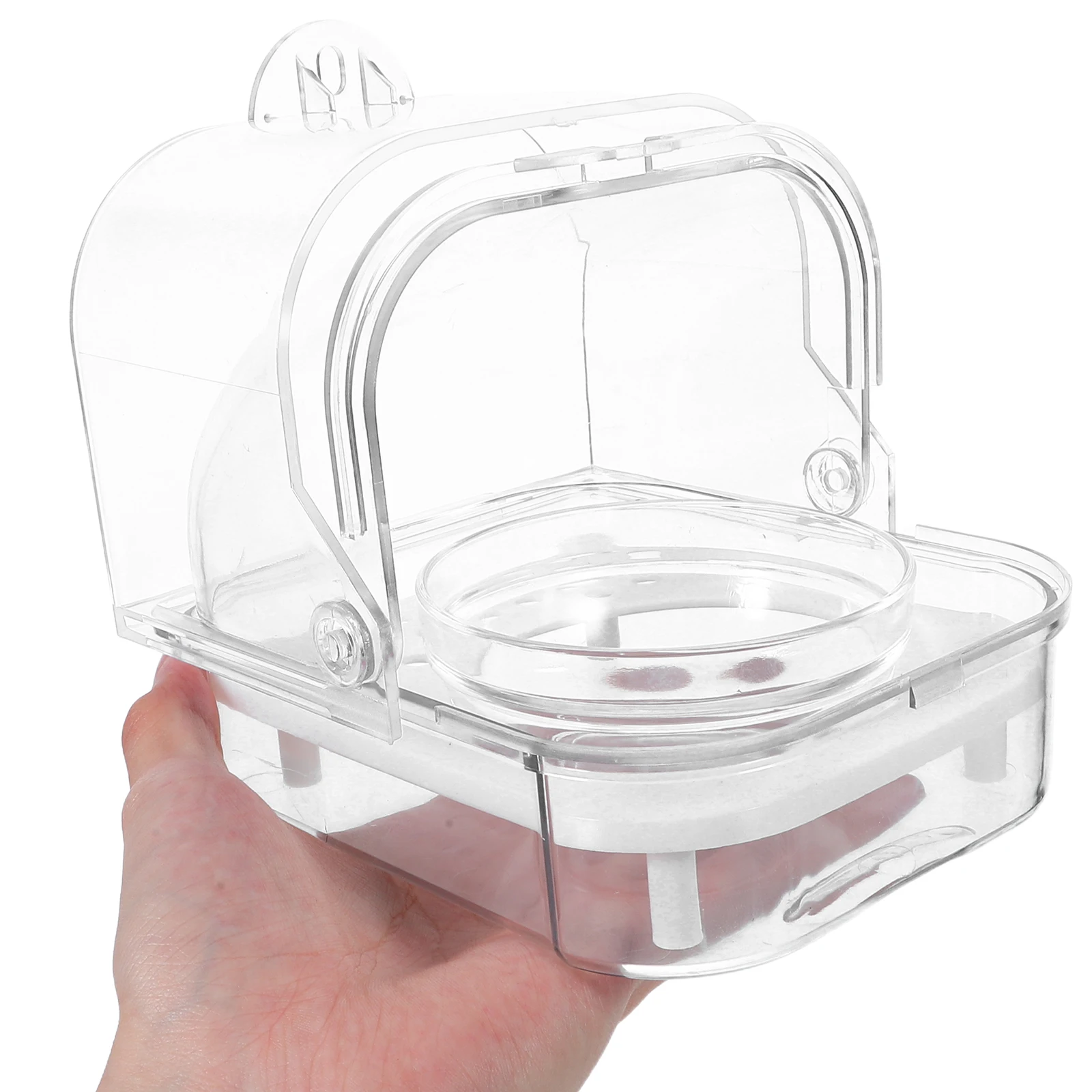 

Spill-Proof Parrot Feeder Large Capacity Bird Food Tray Cage Mounted Automatic Feeding System Easy Clean For Bird Cage Feeder