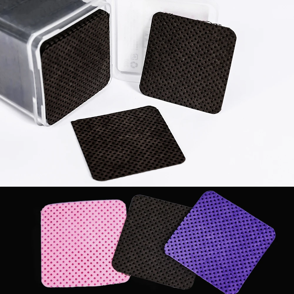 200Pcs/Box Nail Eyelash Glue Cleaning Cotton Pad Pink/Pueple/Black Lint Free Cotton Pad Nail Art UV Gel Polish Removal Pad Paper