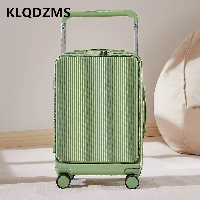 KLQDZMS  New Suitcase Front Opening Boarding Box Laptop Trolley Case USB Charging Password Box Multifunction Rolling Luggage