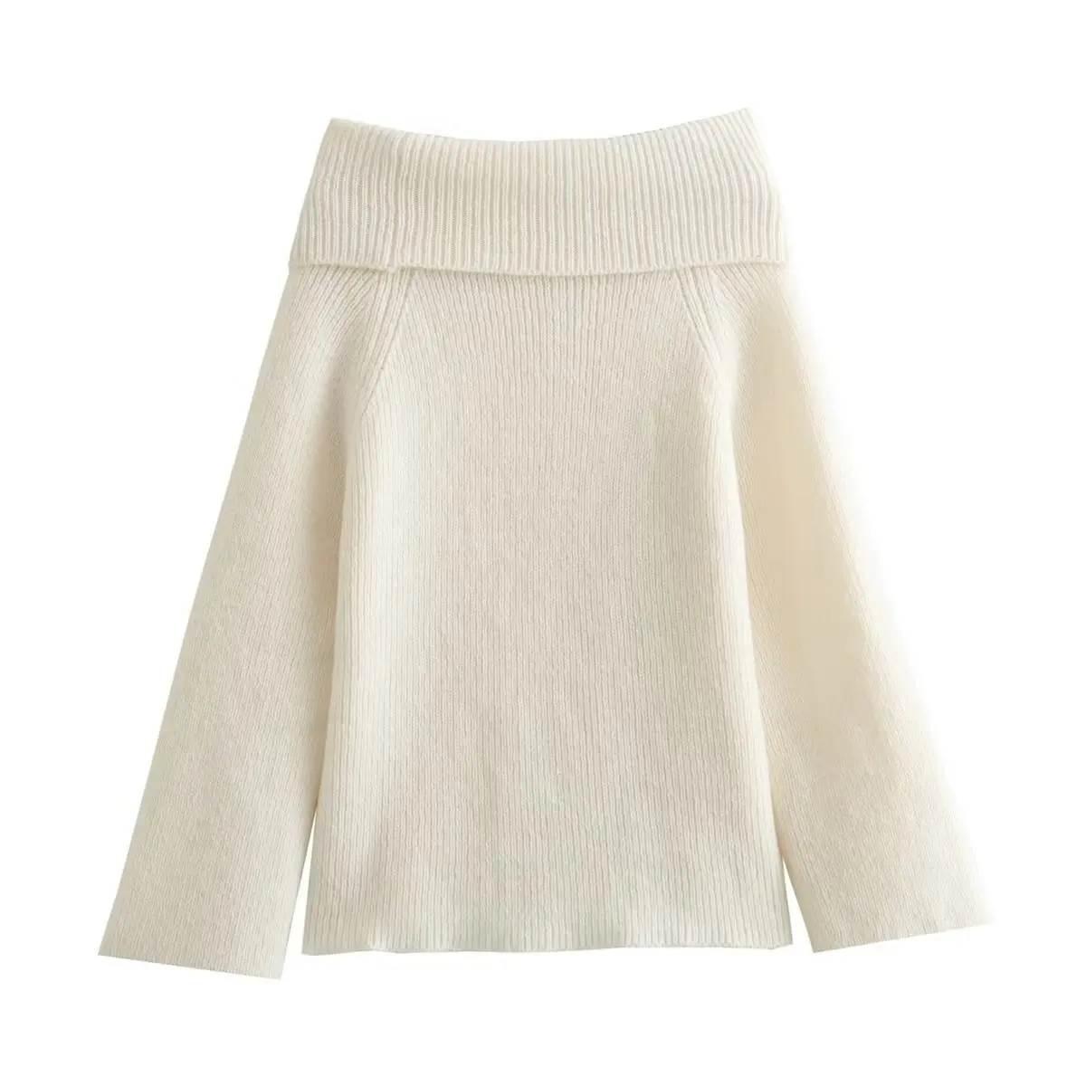 Women's Autumn And Winter One-Shoulder Off-Shoulder Sexy Slim Fit Solid Color Pullover Sweater B62839