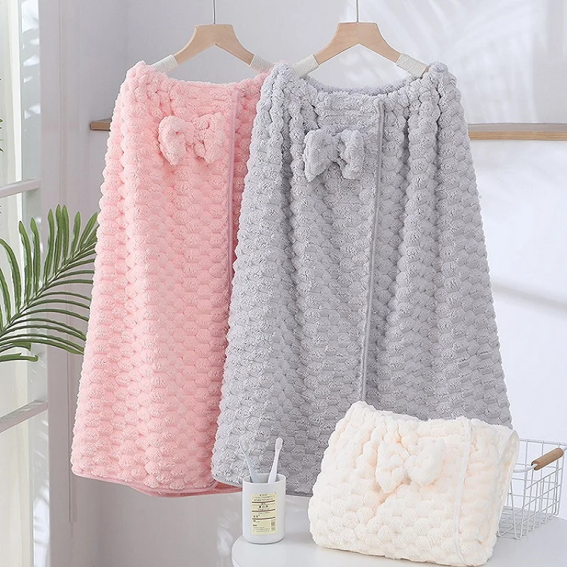 Drop Shipping Women Wear Bath Towel Polyester Bathrobe Bathroom Bath Towel Soft Absorbent Home Hotel