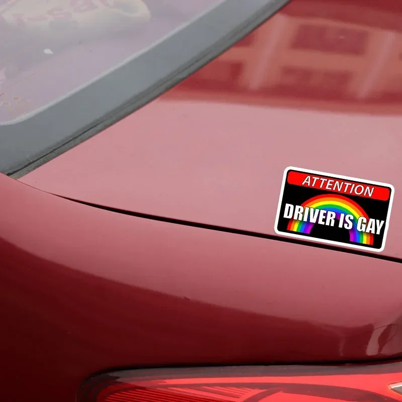11.4x6.7CM Driver Is Gay Car Hood Creative Decals Auto Both Side Body Cover Scratches Stickers Window Trunk Logo Attention Mark view 4