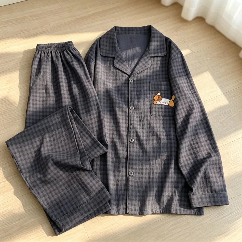 2Pcs Sleepwear Sweet Women Autumn Lapel Neck Long Sleeve Long Pants Cute Sweet Women‘s Pajamas Set Ladies Homewear Loungewear image 5
