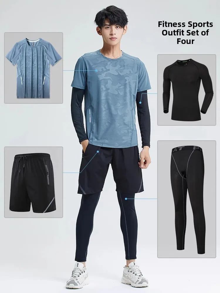 

Men's Running Sportswear Set Qui Dry Outdoor Athletic Training Clothes Spring Autumn Trendy Brand Profional Fitn Kit