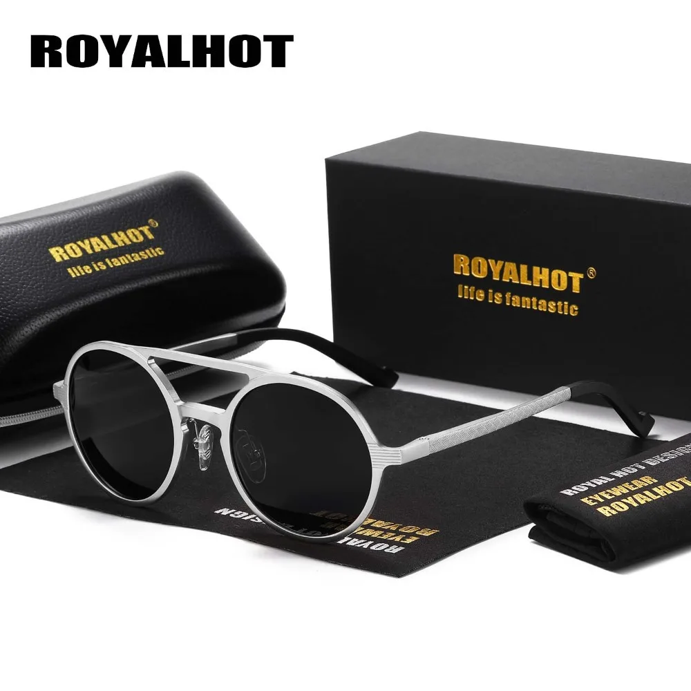 RoyalHot High-end Aviation Aluminum Magnesium Polarized Sunglasses Personality round Frame Men and Women Sunglasses MYJ026