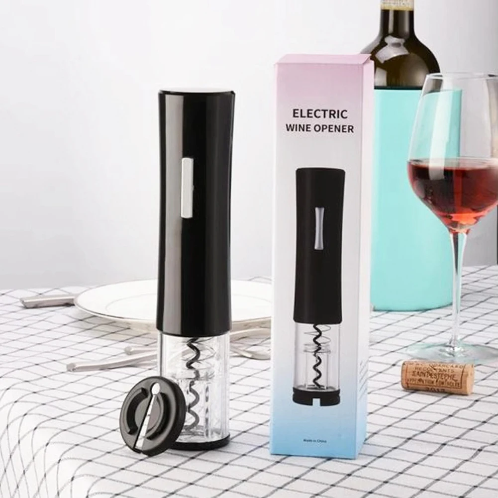 Electric Wine Opener, Battery Operated Wine Bottle Openers with Foil Cutter, One-Click Button Reusable Wine Corkscrew A