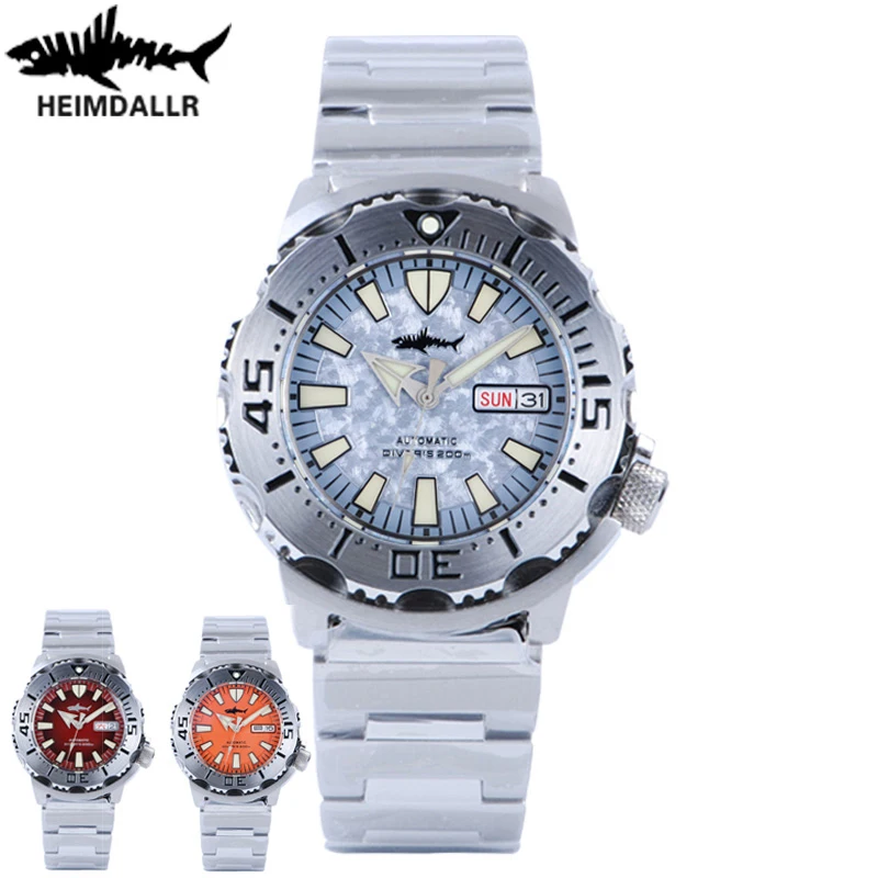 HEIMDALLR V2 Monster Men Automatic Diver Watch Sapphire Crystal 200M Waterproof NH36A snowflake Blue Dial Mechanical Watches