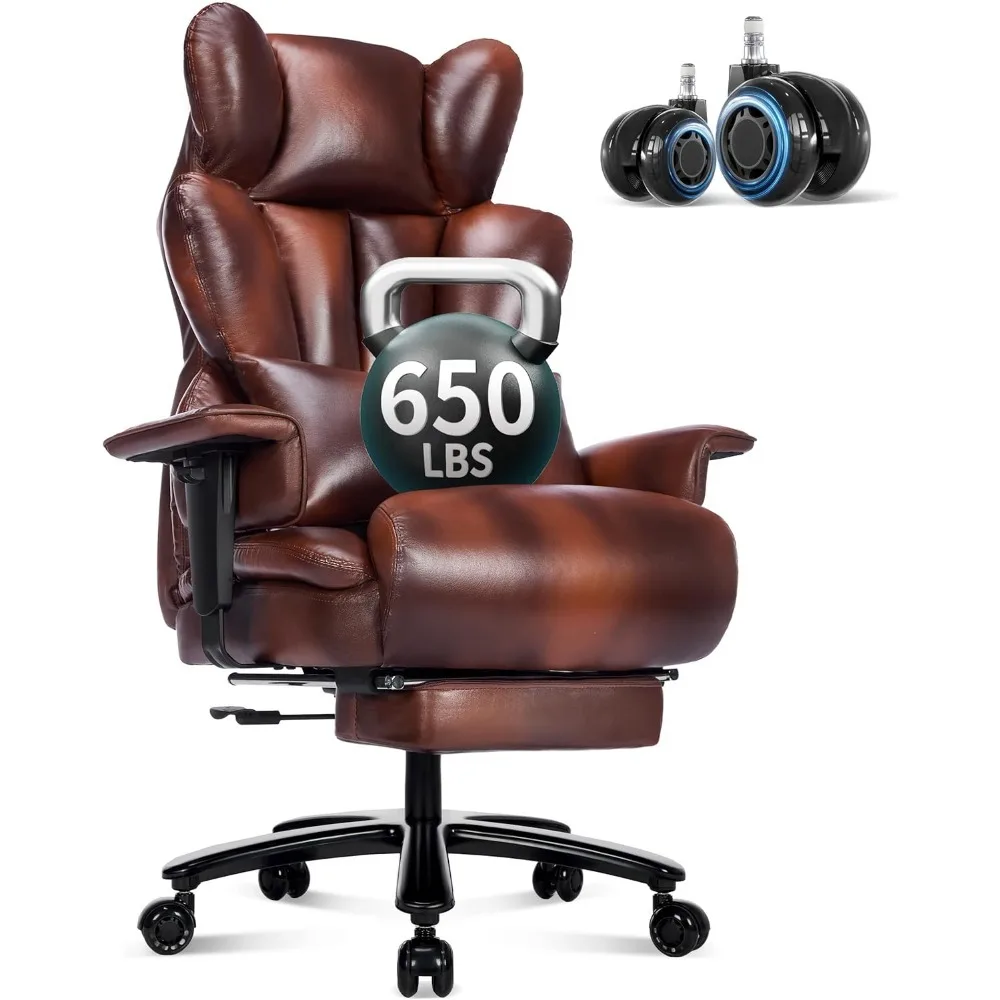 

650LBS Big and Tall Office Chair with Footrest,Large Heavy Duty Executive Office Chair-Wide Seat,Adjustable Lumbar Support