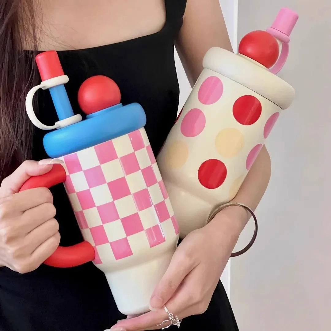

Goom Large Capaci Stainl Steel Insulated Water Bottle with St Handle Thermos Beverage Cup Simple Sle Universal Use