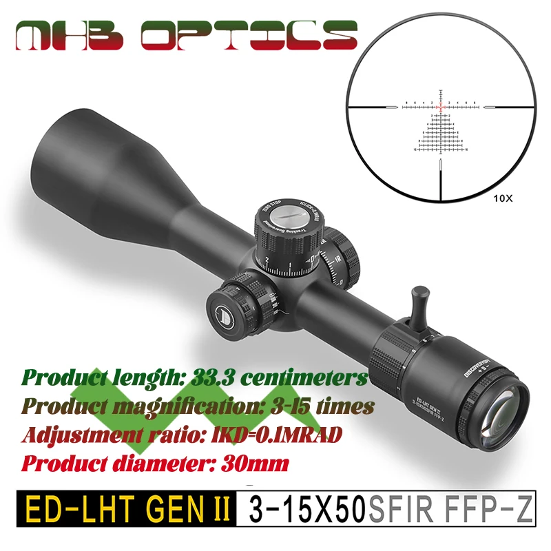 Discoverer ED-LHT GEN2 3-15X50 direct adjustment rifle hunting sight, imported from Japan with Haoya FCD1 glass twilight coating