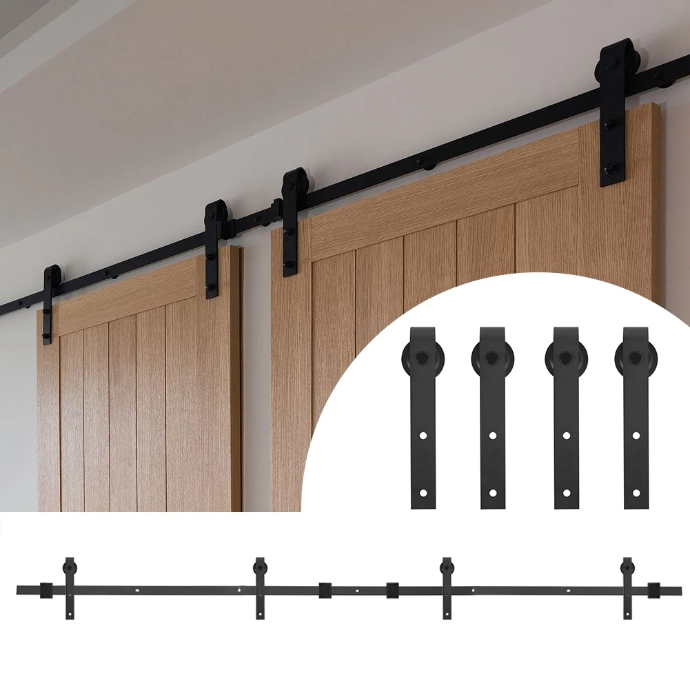 16FT 488cm Double Door Splicing Regular Carbon Steel Barn Door Hanging Rail Track Pulley