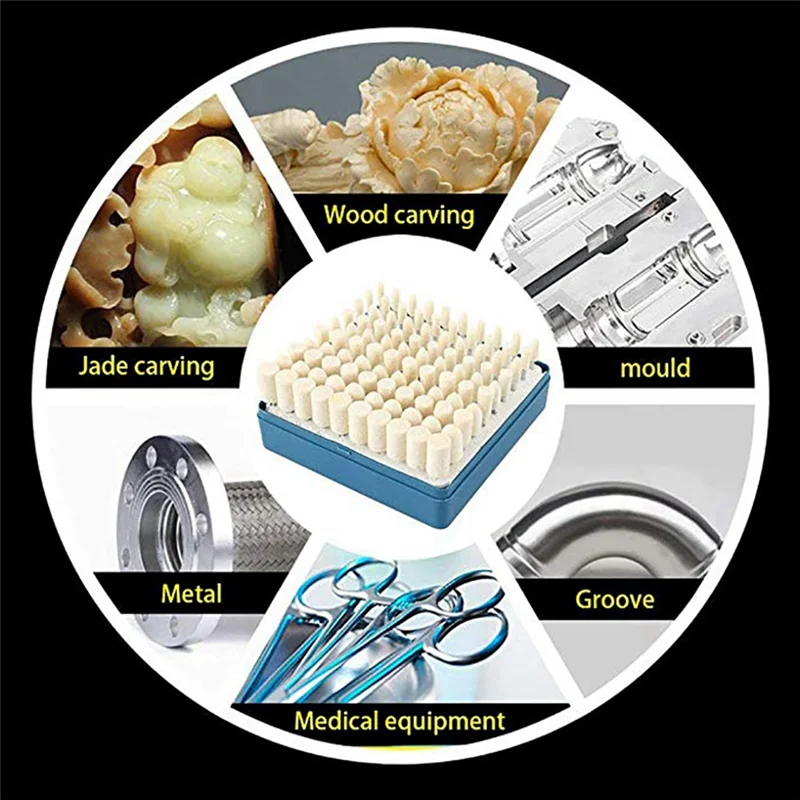 

High Quality-100 Pieces Of Grinding Wheel Wool Wool Felt Polishing Grinding Wheel Grinding Head 3Mm Handle Polishing Parts Acces